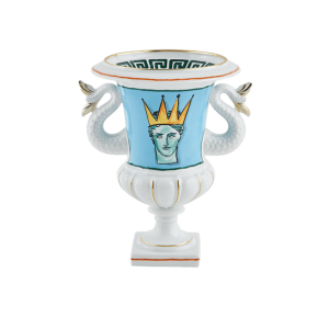 Ginori Il Viaggio Di Nettuno Sea Blue Vase w/ Siren Tail Handles
